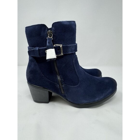 NEW Earth Origins Tori Dark Blue Water Repellent Suede Zip Up Heeled Boot Sz 7.5 - Picture 4 of 11